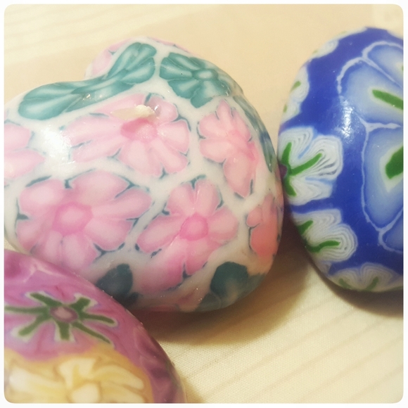 *SOLD* SET 6 vtg Millefiori floating heart candles - Picture 5 of 8